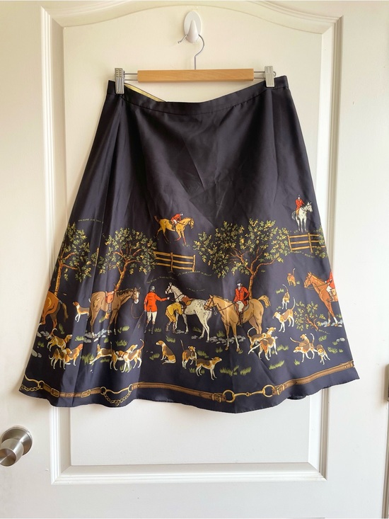 J. Crew Dresses & Skirts - J Crew Vintage Riding To Hounds Equestrian Silk Skirt Size 8 EXCELLENT